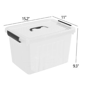 EudokkyNA 4-Pack Latching Box with Handle, 20L Clear Plastic Storage Bins with Lid