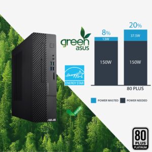 ASUS ExpertCenter D500SC Small Form Factor Desktop PC, Intel Core i5-11400, 8GB DDR4 RAM, 256GB PCIe SSD, TPM, Windows 10 Pro, Black, D500SC-XH502