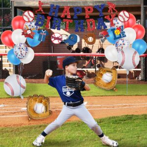 Baseball Party Decorations, Baseball Birthday Party Supplies Kit, Include Sport Themed Birthday Backdrop, Happy Birthday Banners, Tabelcloth, Baseball Balloons, Cake&Cupcake Toppers