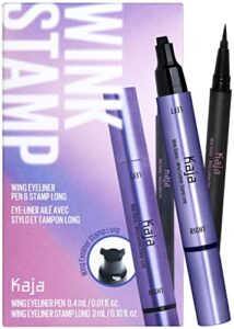 kaja wink stamp wing eyeliner pen & stamp long | with avocado extract, double-ended, black liquid liner, smudge-proof, waterproof, eye irritation tested