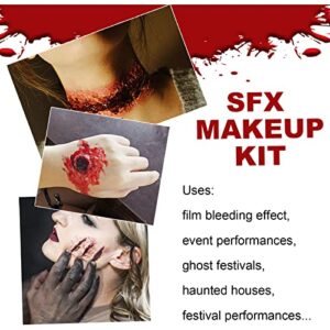 Halloween Fake Blood Makeup Kit,Halloween Sfx Makeup Kit,Halloween Scary Face Makeup,Sfx Makeup Fake Wound Scar,Realistic Washable for Art,Theater,Halloween,Parties and Cosplay