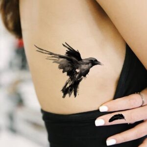 Dopetattoo 6 Sheets Dopetattoo Temporary Tattoos Raven Tattoo Crow Tattoo Temporary Tattoo Fake Neck Tattoo Fake Crow Tattoo Fake Hand Tattoos Black Raven Tattoo Arm Chest for Women Men Adults