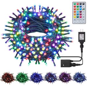 home lighting 66ft christmas decorative mini lights, 200 led 20 colors rgb changing 7 functional green wire fairy halloween lights with remote timer, plug in indoor outdoor xmas wedding party decor
