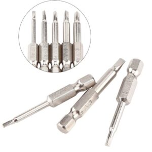 Fixinus 5 Pieces Magnetic Triangle Screwdriver Bits Set, 1/4 Inch Hex 1.8/2.0/2.3/2.7/3.0 Triangle Screwdriver Bits S2 Steel Triangle Drill, 50 mm Length