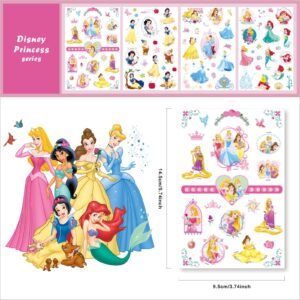 Princess Tattoos Kids, ACSAUMMY 40 Sheet Cartoon Tattoos Party Favor Set for Girls Boys 9 Cute Princess Series Temporary Tattoo Stickers Mickey Mouse Tattoo Stickers for Kids Party Decor Supply