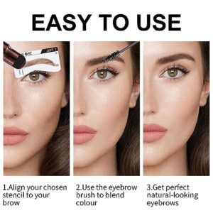 ALLROSE Eyebrow Stamp Stencil Kit - Brow Stamp Kit, One Step Eyebrow Stamp and Shaping Kit, 20 Brow Stencils and Stamp Kit, Waterproof Eye Brow Stamping Kit, Easy to Use Eyebrow Kit, Light Brown