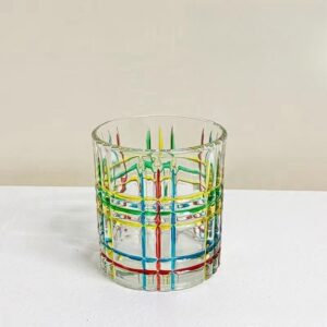 RYUHYF Hand painted glass,water glass,tea cup,juice cup,wine cup,beer glass set 1 pieces(Painted striped cup)