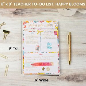 bloom daily planners Teacher To-Do List Daily Planning Pad - Teacher Appreciation Gift & Task Productivity Organizer - School Tear-Off Notepad for Classroom or Homeschool (6” x 9”) - Happy Blooms