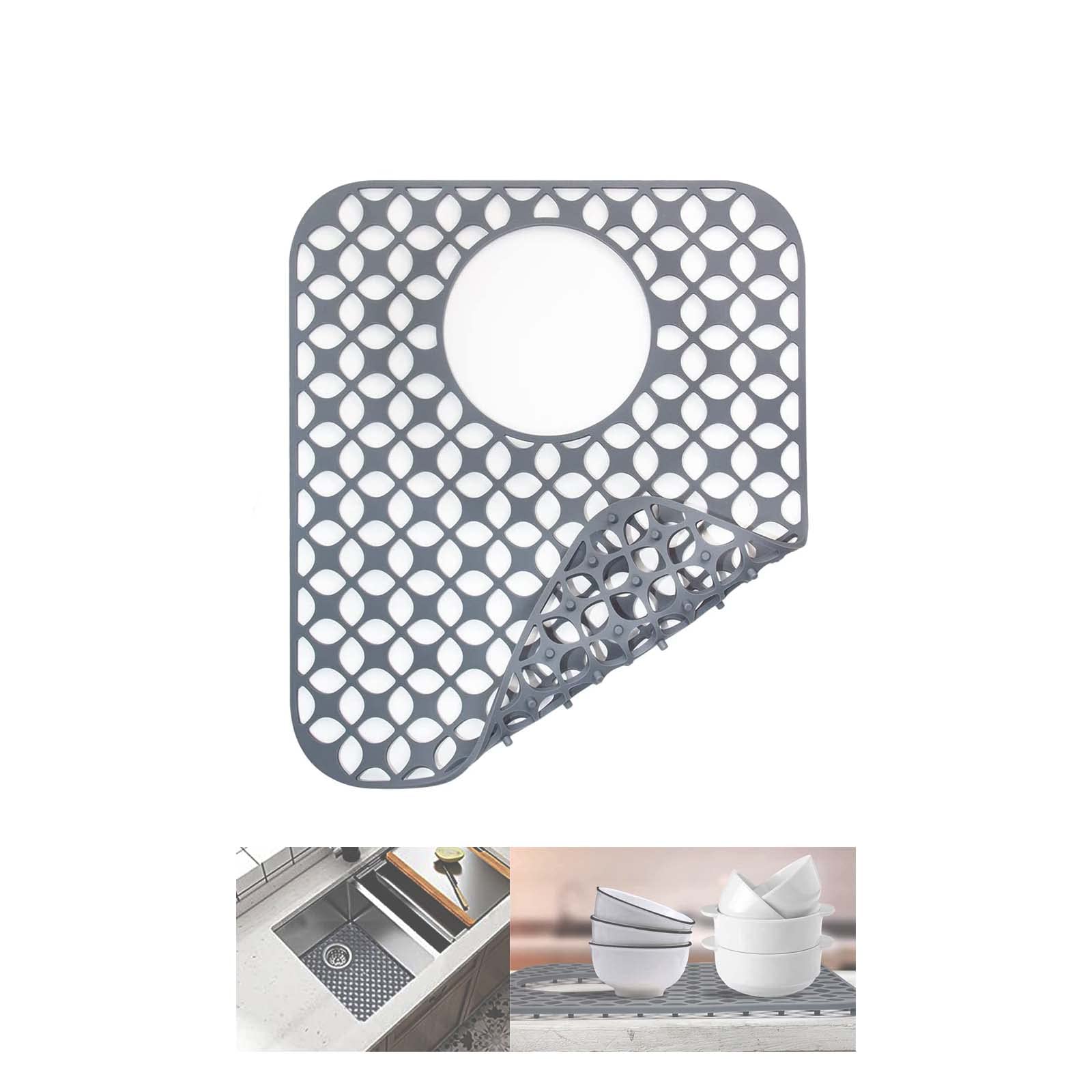 Sink Protectors for Kitchen Sink, SCITURE Sink Mats for Kitchen Stainless/Ceramic Sinks, Folding Non-slip Kitchen Sink Mat, Heat Resistant Silicone Sink Mat (1 Pcs, Grey, 13.58 ''x 11.6 '')