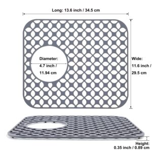 Sink Protectors for Kitchen Sink, SCITURE Sink Mats for Kitchen Stainless/Ceramic Sinks, Folding Non-slip Kitchen Sink Mat, Heat Resistant Silicone Sink Mat (1 Pcs, Grey, 13.58 ''x 11.6 '')