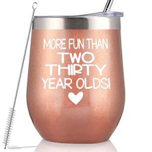 more fun than two thirty year olds-funny 60th birthday gift fo women mom grandma coworker boss sister friends teacher nurse-sixtieth birthday-60 years old gift-12oz rose tumbler coffee cup mug