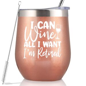 i can wine all i want i'm retired-retirement gifts for coworker,boss,grandma,teacher,colleague,friends,wife,mom,nurse-gag goodbye going away gift-farewell gift-12oz tumbler cup mug-christmas gift