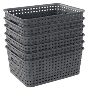 bblina small weave storage basket, plastic basket bins for storage set of 6
