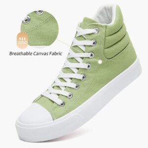 High Top Sneakers for Women White Womens High Tops Canvas Shoes Black Fashion Sneakers Casual Lace up Tennis Shoes (Green,US08)