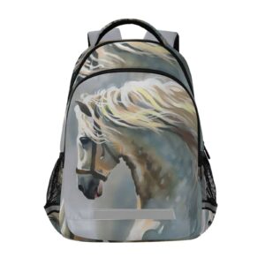 jiponi dreamy white horse backpack for girls boys school kids bookbag travel laptop backpack purse daypack with chest strap