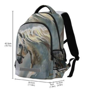 JIPONI Dreamy White Horse Backpack For Girls Boys School Kids Bookbag Travel Laptop Backpack Purse Daypack With Chest Strap