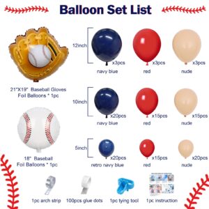 Teddyparty Baseball Balloon Arch Garland, Red Nude and Navy Blue Balloon Garland Kit Birthday Party for Boy Sports Balloons Gender Reveal Decoration