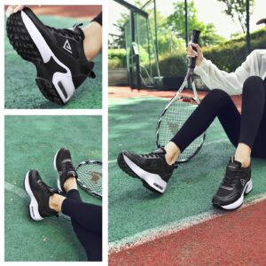 AONEGOLD Women's Platform Sneakers Wedges High Top Lace Up Shoes Increase Fashion Sneakers for Girls Black 39