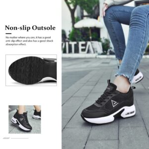 AONEGOLD Women's Platform Sneakers Wedges High Top Lace Up Shoes Increase Fashion Sneakers for Girls Black 39