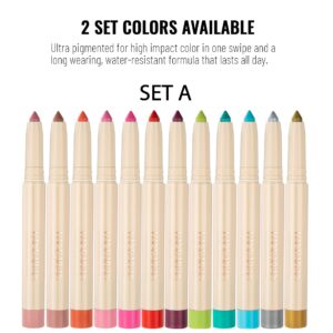 BestLand 12 Pcs Cream Eyeshadow Stick Set Matte Shimmer Rainbow Earth Colors Highly Pigmented Long Lasting Waterproof Eye Shadow stick Eye Liner Makeup with Pencil Sharpener (Set A)