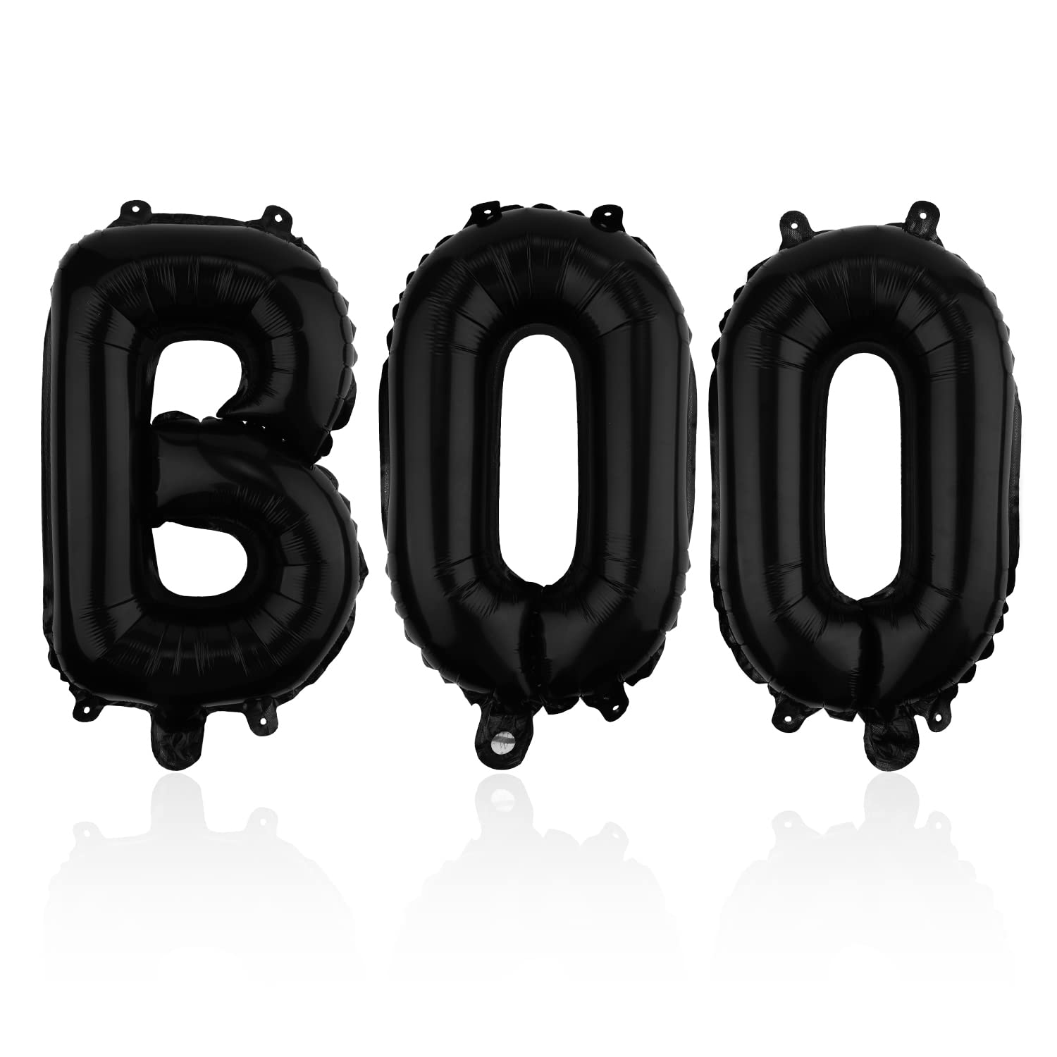 AIEX 16inch Halloween Boo Balloons, Halloween Aluminum Foil Balloon Halloween Party Balloons Decorations, with Hanging Holes (Black)