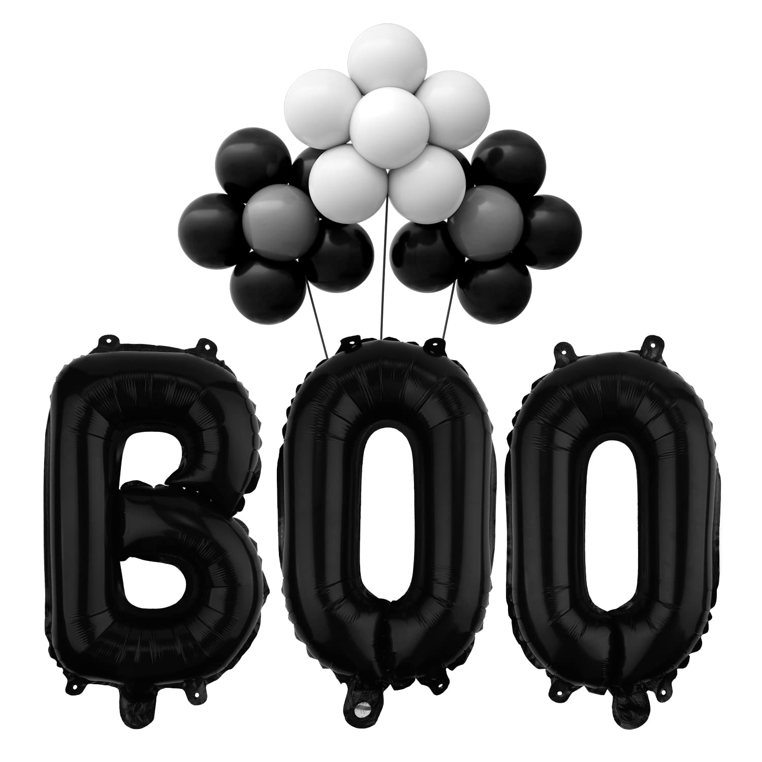 AIEX 16inch Halloween Boo Balloons, Halloween Aluminum Foil Balloon Halloween Party Balloons Decorations, with Hanging Holes (Black)