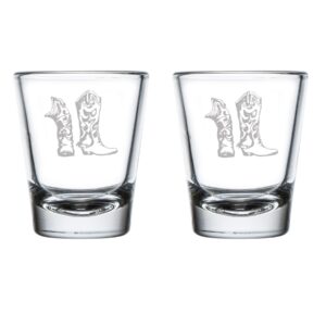 mip set of 2 shot glasses 1.75oz shot glass cowboy cowgirl boots