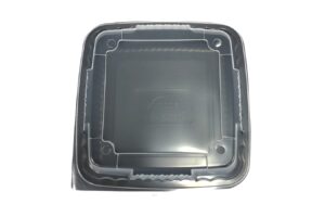 dhg professional 8" x 8" x 3", 1 compartment tray with translucent vented lid. combo pack (tray and lid). pebble (150 pack 1-compartment)