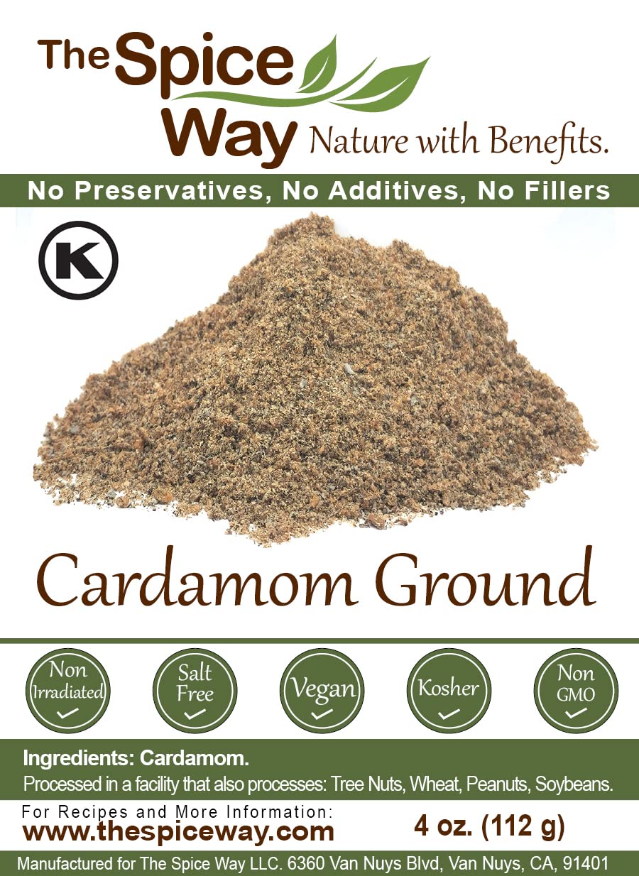 The Spice Way Cardamom Ground - (4 oz) Ground Green Decorticated Cardamom Kosher by OK