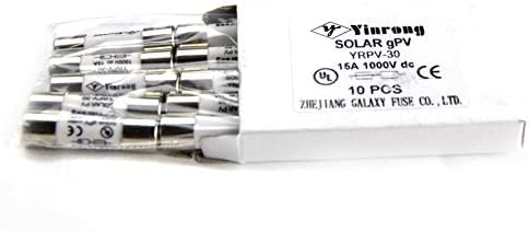 Pack of 10 Fuses 30A in-Line PV 30 Amp 1000V DC [10 x 38mm] fusible CE Certified UL | Photovoltaic Fuses for Solar Panel Protection