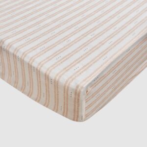 crane baby soft cotton crib mattress sheet, fitted sheet for cribs and toddler beds, herringbone, 28”w x 52”h x 9”d