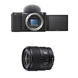 sony alpha zv-e10 - aps-c interchangeable lens mirrorless vlog camera - black w/e 15mm f1.4 g aps-c large-aperture wide-angle g lens