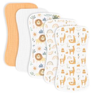mairmore 5 pack muslin baby burp cloths- neutral muslin burping cloths for baby boys girls and newborn towel, unisex- large absorbent burp cloths-20 x10 inches