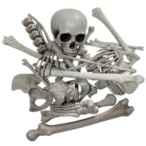 halloween skeleton bones realistic looking skulls human skeleton for halloween scary graveyard haunted house lawn yard decorations(28 pieces）