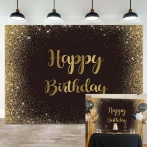 black gold happy birthday backdrop gold glitter spots photography background adults man boy birthday party table wall decoration photo shoot booth studio props 7x5ft