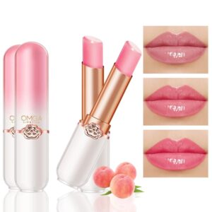 bingbrush 2 pcs peach color changing lipstick queen,ph mood long lasting labiales lip gloss lip balm tinted magic lip stain makeup lipstick set for women