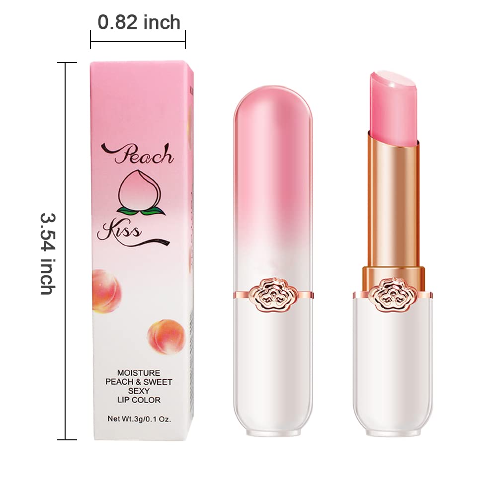 BINGBRUSH 2 Pcs Peach Color Changing Lipstick Queen,PH Mood Long Lasting Labiales Lip Gloss Lip Balm Tinted Magic Lip Stain Makeup Lipstick Set for Women