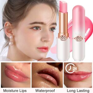 BINGBRUSH 2 Pcs Peach Color Changing Lipstick Queen,PH Mood Long Lasting Labiales Lip Gloss Lip Balm Tinted Magic Lip Stain Makeup Lipstick Set for Women