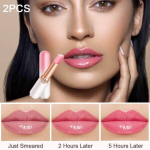 BINGBRUSH 2 Pcs Peach Color Changing Lipstick Queen,PH Mood Long Lasting Labiales Lip Gloss Lip Balm Tinted Magic Lip Stain Makeup Lipstick Set for Women