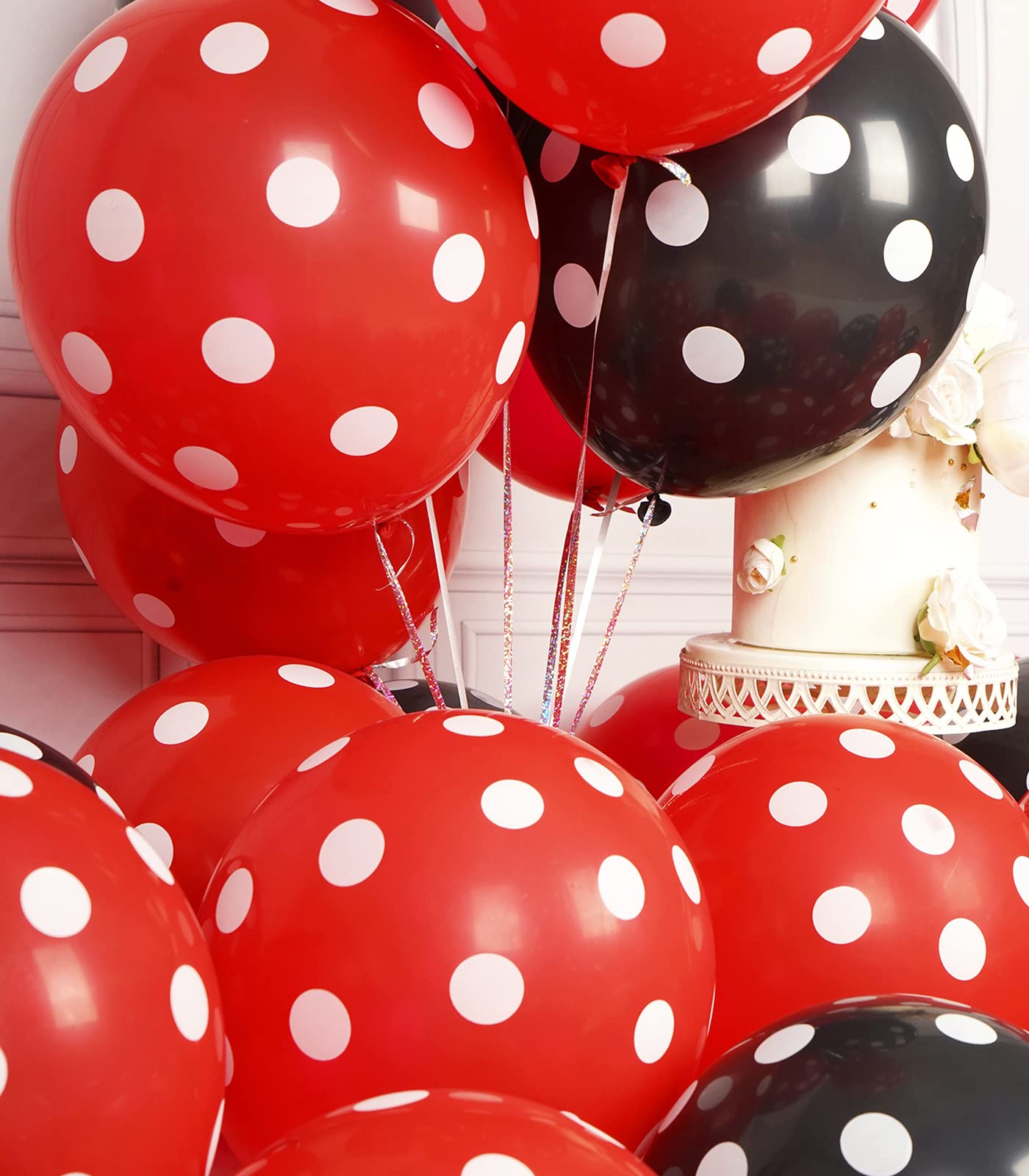 SULALABOO 63PCS Red Polka Dot Balloons 12 Inch Latex Helium Round Party Balloons Kit for Birthday Party Decorations