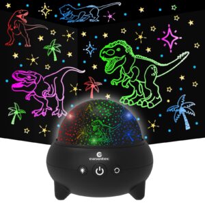 easuntec dinosaur toys,dinosaur toys for kids 3-5,toys for 4 5 6 8 year old boys,dinosaur star projector night lights for kids room,360 degree rotating 9 colorful lights adjustable brightness (black)