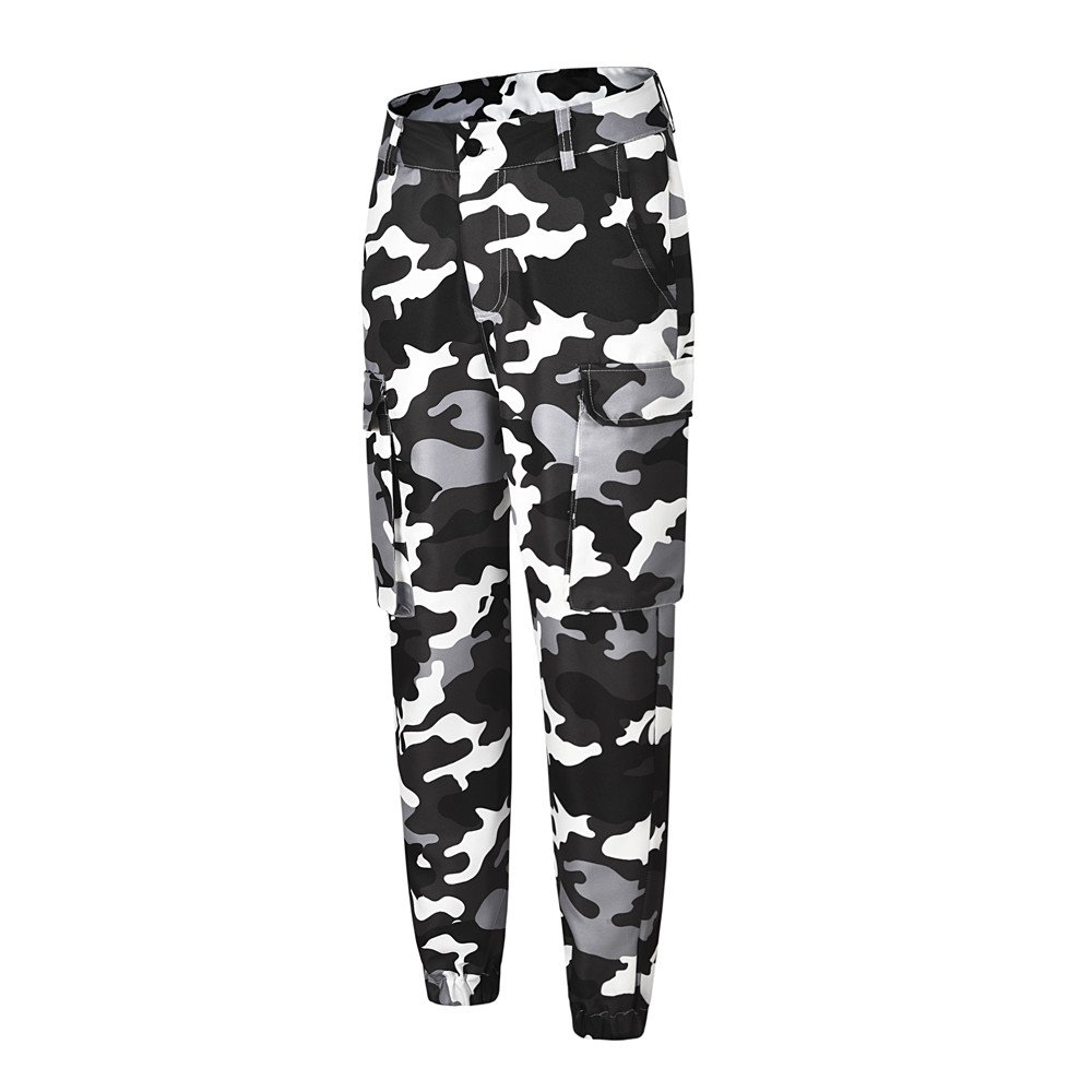 Pants Camo Pants Cargo Military Camouflage Casual Trousers Combat Womens Pants Womens Denim with Pockets,White