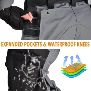 HAN·WILD Men's Combat Pants Tactical Military Pant with Knee Pads Airsoft Hiking Trousers Gray