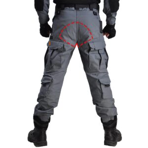 HAN·WILD Men's Combat Pants Tactical Military Pant with Knee Pads Airsoft Hiking Trousers Gray