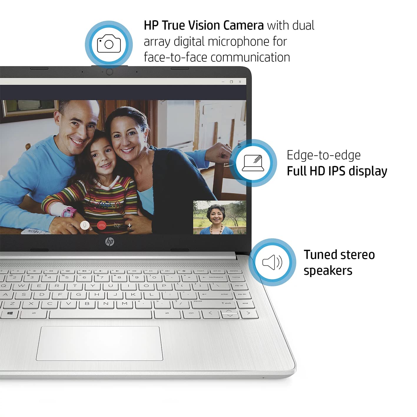 HP 2022 14" FHD IPS Display Laptop, AMD Ryzen 3-3250U, 32GB RAM, 1TB PCIe SSD, AMD Radeon Graphics, True Vision HD Camera, Wi-Fi 5 and Bluetooth, Windows 11 S, Silver, 32GB Snow Bell USB Card