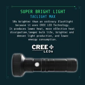 Taclight Max LED Rechargeable Flashlight - High Lumen, Ultra Bright, Flash Light - 7000 Kelvin Cree Tactical Flash Light – Compact Flashlights for Camping, Hunting, Home, Survival, Emergencies