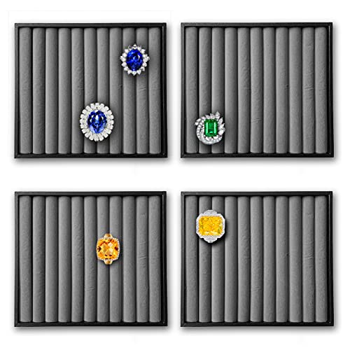 Codant Velvet 10 Slots Ring Showcase Trays Holder Drawer Insert Jewelry Display Organizer(set of 4)