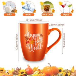 Funtery 2 Pcs Fall Autumn Coffee Mugs Pumpkins Mugs Cups Happy Fall Y'all Coffee Mug Good Morning Pumpkin Cup Camp Mug Campfire Mug Thanksgiving Ceramic Cup for Home Women Men Mom Dad (Orange)