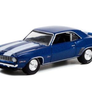 1969 Chevy Camaro Z/28 Dusk Blue Met w/White Stripes (Lot #687.3) Barrett Jackson Scottsdale Edition 1/64 Diecast Model Car by Greenlight 37250 C