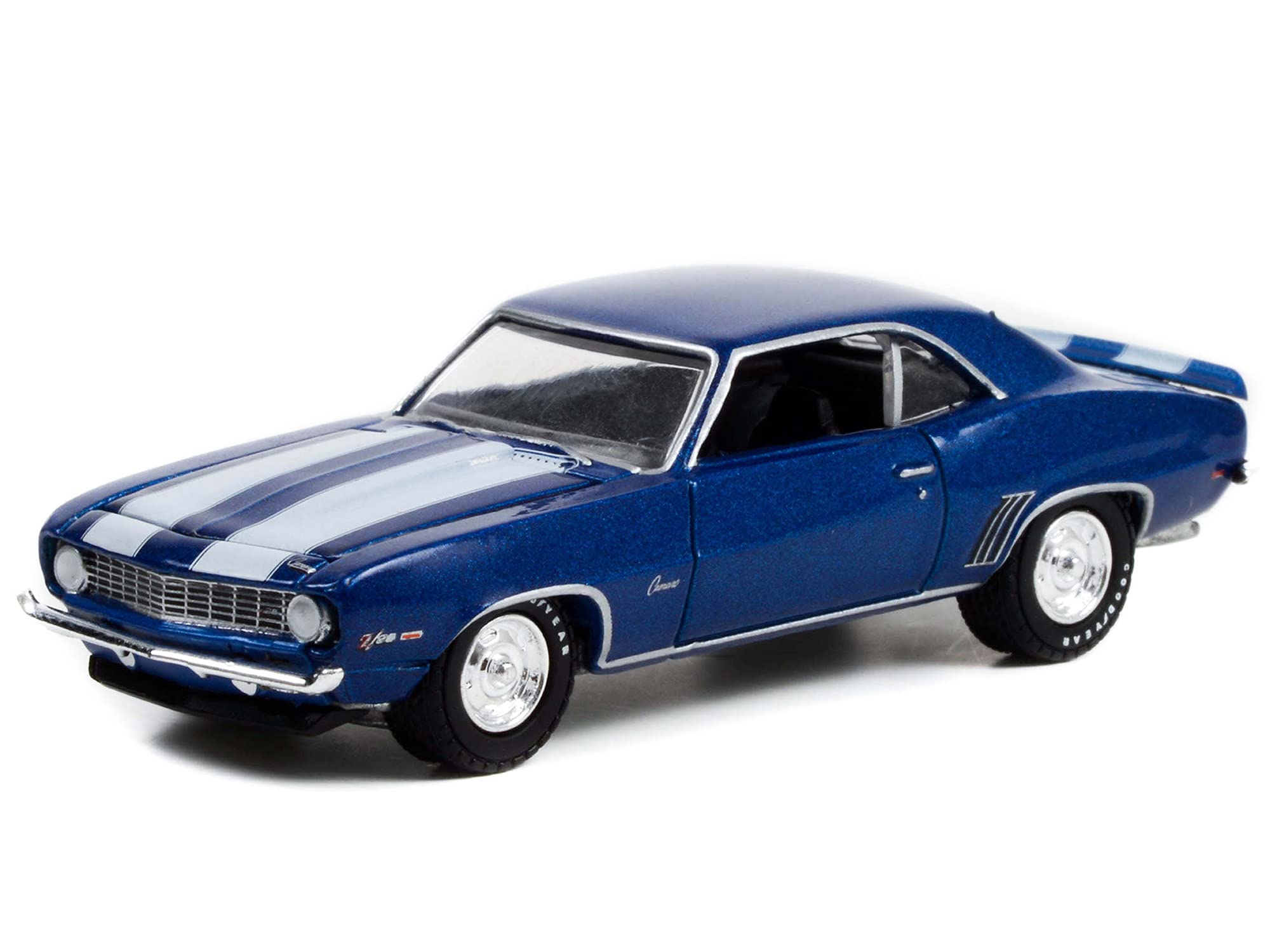 1969 Chevy Camaro Z/28 Dusk Blue Met w/White Stripes (Lot #687.3) Barrett Jackson Scottsdale Edition 1/64 Diecast Model Car by Greenlight 37250 C